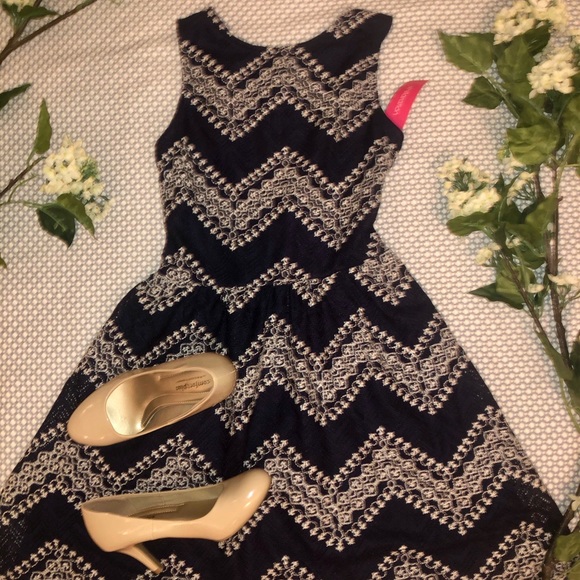 Navy Embroidered Dress - Picture 1 of 4